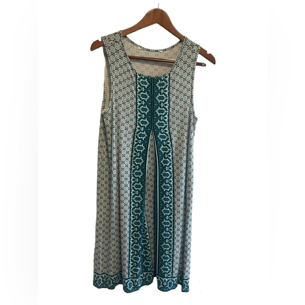 Max Studio Sleeveless, scoop neckline, multi color, teal, boho. Size Large dress